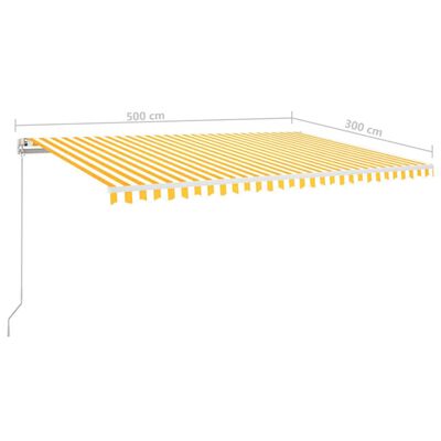 vidaXL Ručne zaťahovacia markíza 500x300 cm žltá a biela