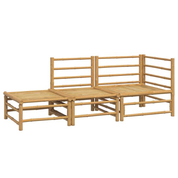 vidaXL 3-dielna záhradná sedacia súprava svetlosivé vankúše bambus