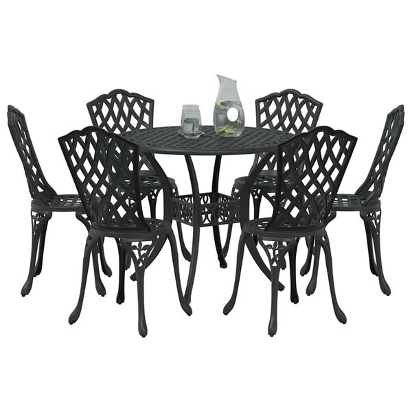 vidaXL Záhradný jedálenský set 7 pcs Čierna 90 x 90 x 75 cm