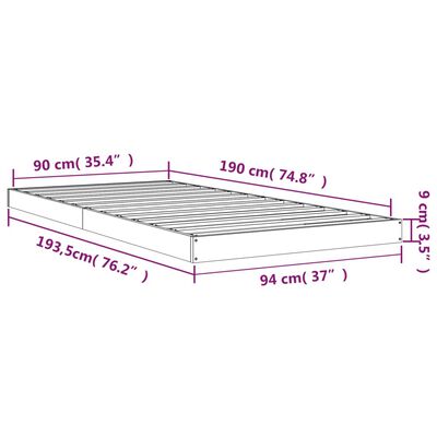 vidaXL Rám postele 90x190 cm jednolôžko masívna borovica