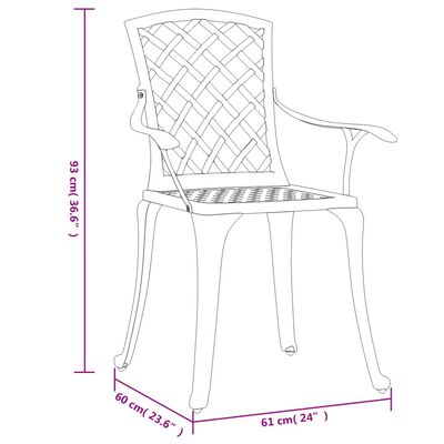 vidaXL Záhradné stoličky 6 ks odlievaný hliník čierne