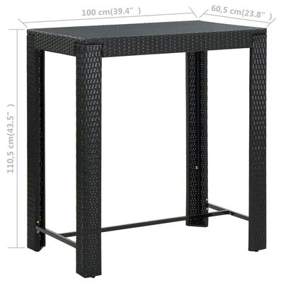 vidaXL Záhradný barový stolík čierny 100x60,5x110,5 cm polyratanový