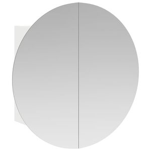 vidaXL K&uacute;peľňov&aacute; skrinka s okr&uacute;hlym zrkadlom a LED biela 40x40x17,5 cm