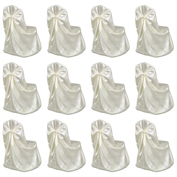 vidaXL Návleky na stoličku na svadby a bankety 12 ks krémové