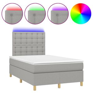 vidaXL Boxspring posteľ s matracom a LED, svetlosiv&aacute; 120x190 cm, l&aacute;tka
