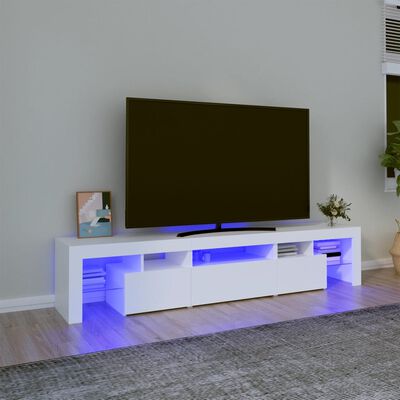 vidaXL TV skrinka s LED svetlami biela 200x36,5x40 cm