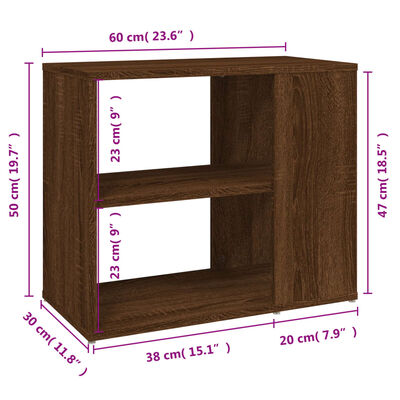 vidaXL Príručná skrinka hnedý dub 60x30x50 cm spracované drevo
