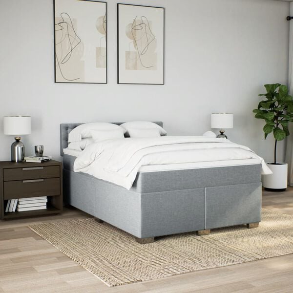 vidaXL Boxspring posteľ s matracom svetlosiv&aacute; 100x200 cm l&aacute;tka