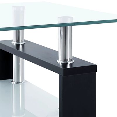 vidaXL Konferenčný stolík čierny a priesvitný 95x55x40 cm tvrdené sklo