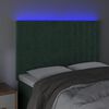 vidaXL Čelo postele s LED tmavozelen&eacute; 144x5x118/128 cm zamat