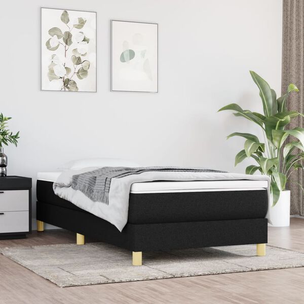 vidaXL Posteľn&yacute; r&aacute;m boxspring s matracom čierny 90x190 cm l&aacute;tka