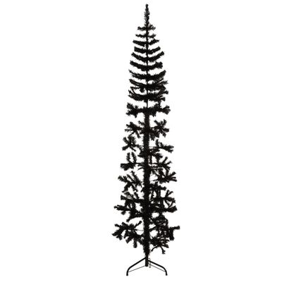 vidaXL Umelý vianočný polovičný stromček s podstavcom čierny 210 cm