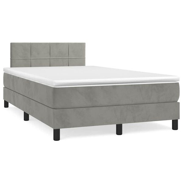 vidaXL Boxspring posteľ s matracom a LED, svetlosiv&aacute; 120x190 cm, l&aacute;tka