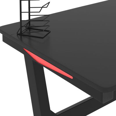 vidaXL Herný stôl LED s nohami v tvare Z čierny 110x60x75 cm