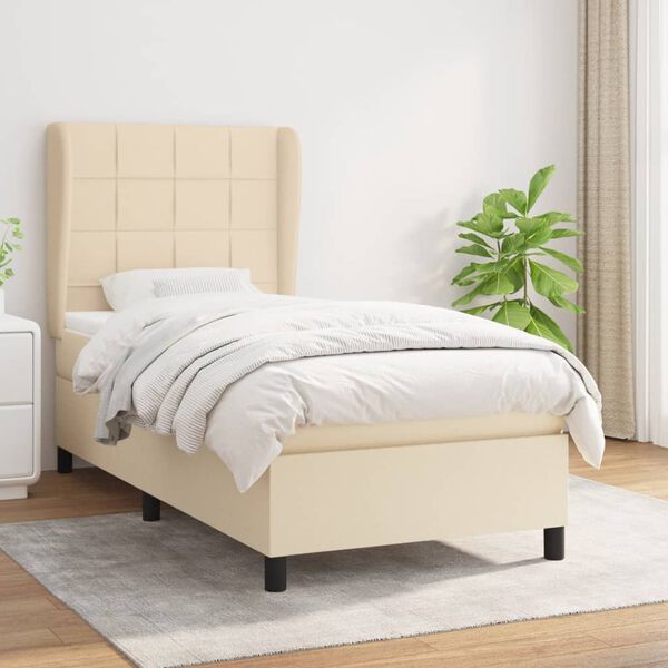 vidaXL Boxspring posteľ s matracom kr&eacute;mov&aacute; 100x200 cm l&aacute;tka