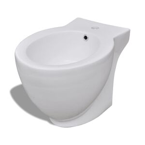 vidaXL Okr&uacute;hly stojaci bidet, biely, prvotriedna keramika