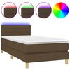 vidaXL Posteľ boxsping s matracom a LED tmavohned&aacute; 100x200 cm l&aacute;tka