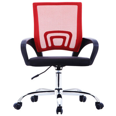 vidaXL Kancelárska stolička s mriežkovaným operadlom červená látková