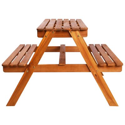 vidaXL Detský piknikový stôl so slnečníkom 79x90x60 cm masívne akáciové drevo