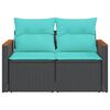 vidaXL Záhradná pohovka s vankúšmi, 2-miestna, čierna, polyratan