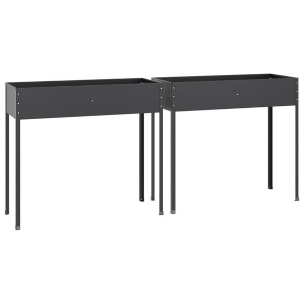 vidaXL Záhradné kvetináče 2 ks antracitové pozinkovaná oceľ