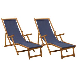vidaXL Skladac&iacute; leh&aacute;tko 2 pcs 3 Poloha Mas&iacute;vne eukalyptov&eacute; drevo Modr&aacute;