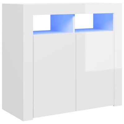 vidaXL Komoda s LED svetlami lesklá biela 80x35x75 cm