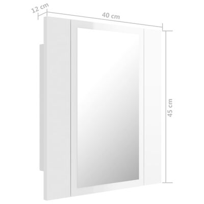 vidaXL LED kúpeľňová zrkadlová skrinka lesklá biela 40x12x45 cm