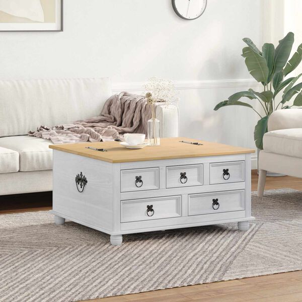 vidaXL storage box Biela 90 x 78 x 45 cm Mas&iacute;vne borovicov&eacute; drevo