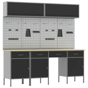 vidaXL Sada pracovn&yacute;ch skr&iacute;ň so z&aacute;suvkou s &uacute;ložiskom 10 pcs Čierna