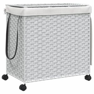 vidaXL K&ocirc;&scaron; na bielizeň s kolieskami biely 60x35x60,5 cm ratan