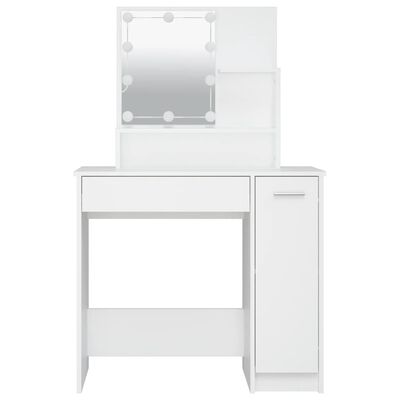 vidaXL Toaletný stolík s LED biely 86,5x35x136 cm