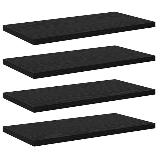 vidaXL Polica na knihy 4 pcs Čierna 40 x 20 x 1,5 cm Kompozitné drevo