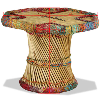 vidaXL Bambusový konferenčný stolík s chindi detailmi, viacfarebný