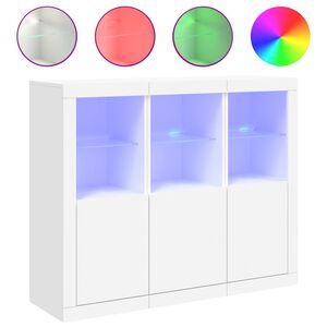 vidaXL Komody s LED svetlami 3 ks biele kompozitn&eacute; drevo