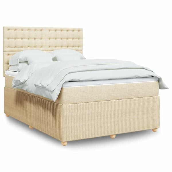 vidaXL Posteľn&yacute; r&aacute;m boxspring s matracom kr&eacute;mov&yacute; 140x200 cm l&aacute;tka