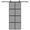 vidaXL Posuvn&eacute; dvere s kovan&iacute;m čierne 90x205 cm tvrden&eacute; sklo