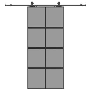 vidaXL Posuvn&eacute; dvere s kovan&iacute;m čierne 90x205 cm tvrden&eacute; sklo