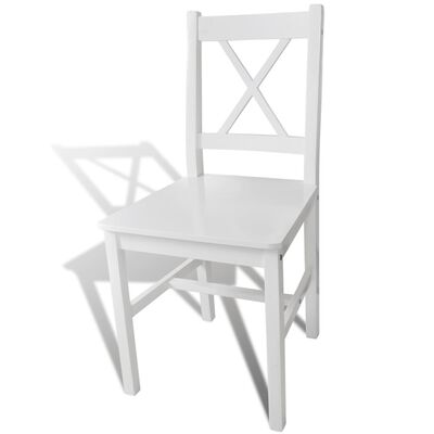 vidaXL Jedálenské stoličky 2 ks, biele, borovicové drevo