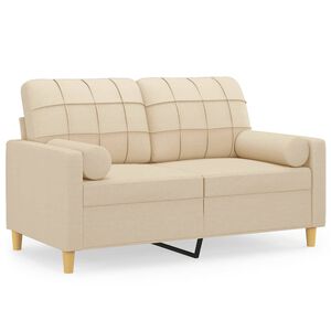 vidaXL 2-miestna pohovka s vank&uacute;&scaron;ikmi kr&eacute;mov&aacute; 120 cm l&aacute;tka