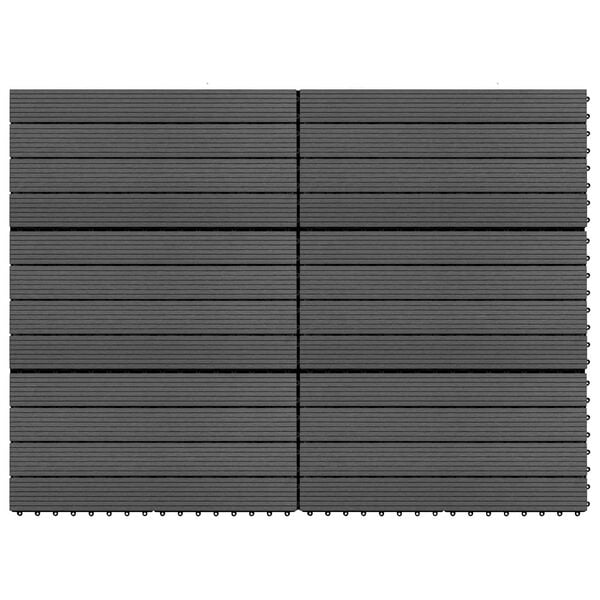 vidaXL Decking dlažba 6 pcs Čierny 60 x 30 cm drevoplast