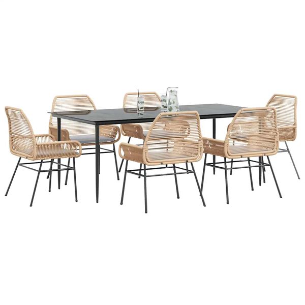 vidaXL 7-dielna z&aacute;hr. jed&aacute;lensk&aacute; s&uacute;prava vank&uacute;&scaron;e hned&aacute; polyratan sklo