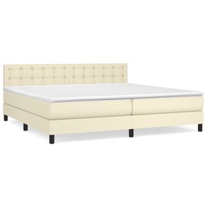 vidaXL Boxspring posteľ s matracom kr&eacute;mov&aacute; 200x200 cm umel&aacute; koža