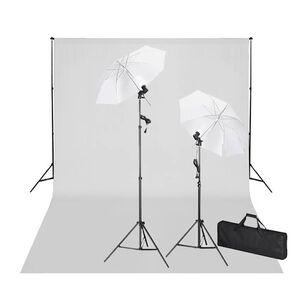 vidaXL Fotografick&eacute; vybavenie: biele fotopozadie 600x300cm+osvetlenie