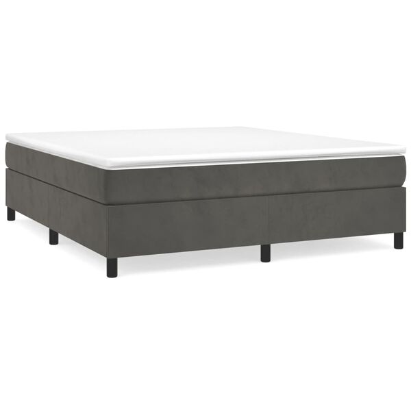 vidaXL Posteľn&yacute; r&aacute;m boxspring s matracom tmavosiv&yacute; 200x200 cm zamat