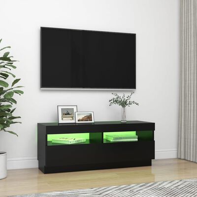 vidaXL TV skrinka s LED svetlami čierna 100x35x40 cm
