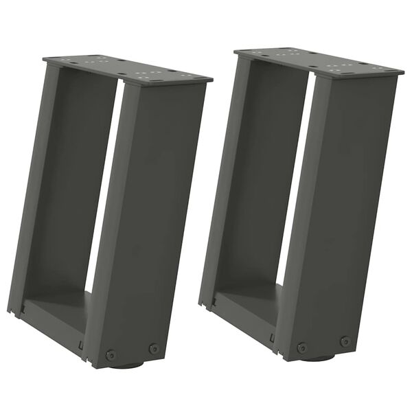 vidaXL Nohy konferenčného stolíka v tvare U, 2 ks, antracitové, 30 x (30-31) cm, oceľové