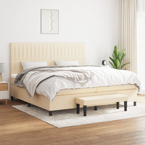 vidaXL Boxspring posteľ s matracom kr&eacute;mov&aacute; 200x200 cm l&aacute;tka