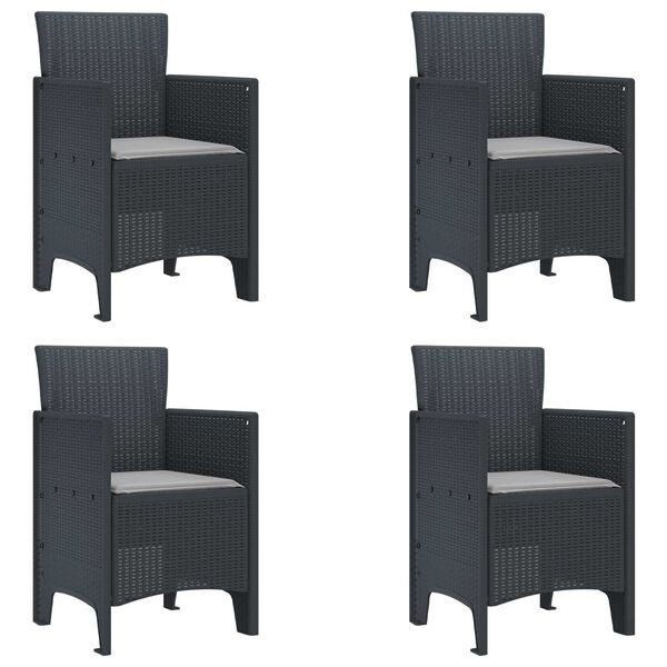 vidaXL Z&aacute;hradn&aacute; stolička 4 pcs Antracit 53 x 49 x 85 cm Polypropyl&eacute;n