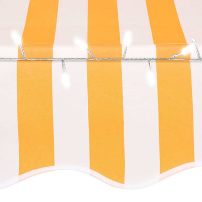 vidaXL Ručne zaťahovacia markíza s LED 150 cm biela a oranžová